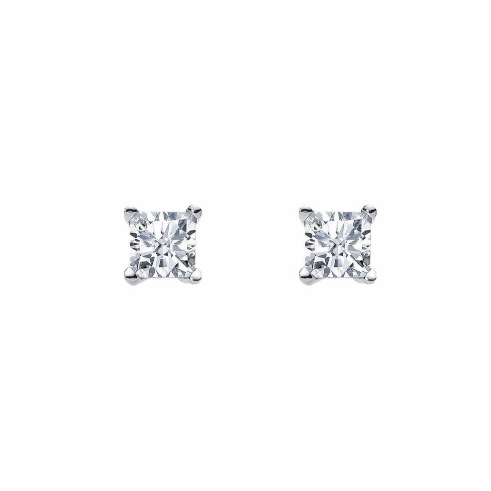 Princess Cut CZ Claw Stud
