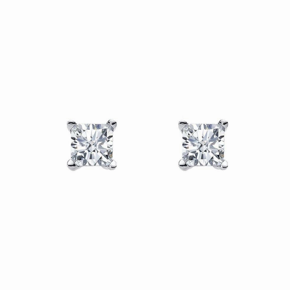 Princess Cut CZ Claw Stud