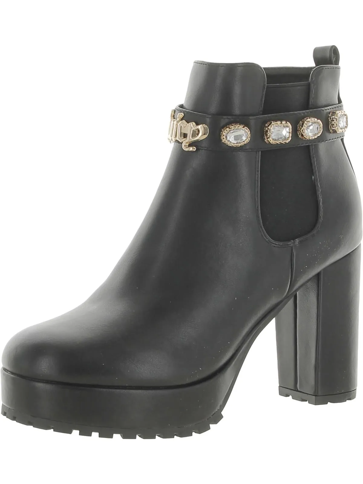 Python Womens Faux Leather Embellished Chelsea Boots