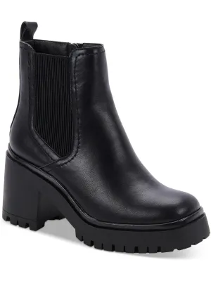 Raine  Womens Lug Sole Faux Leather Chelsea Boots