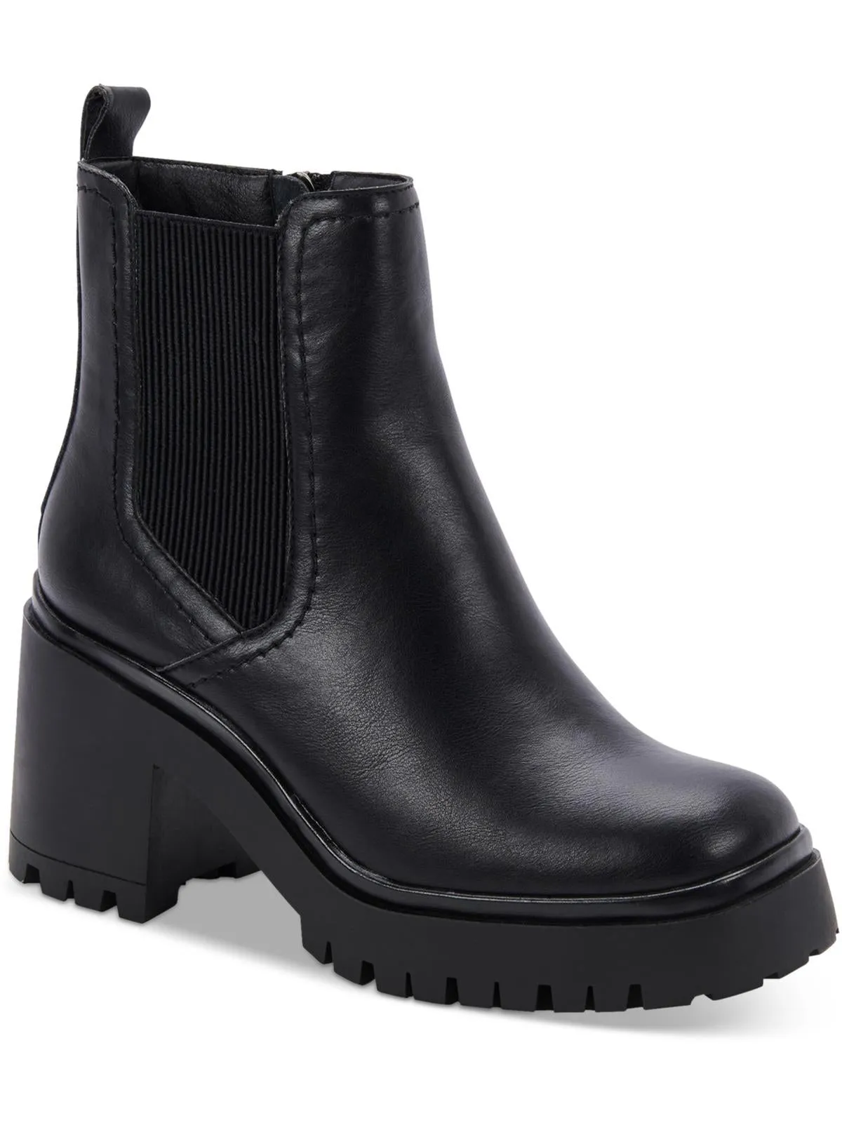 Raine  Womens Lug Sole Faux Leather Chelsea Boots