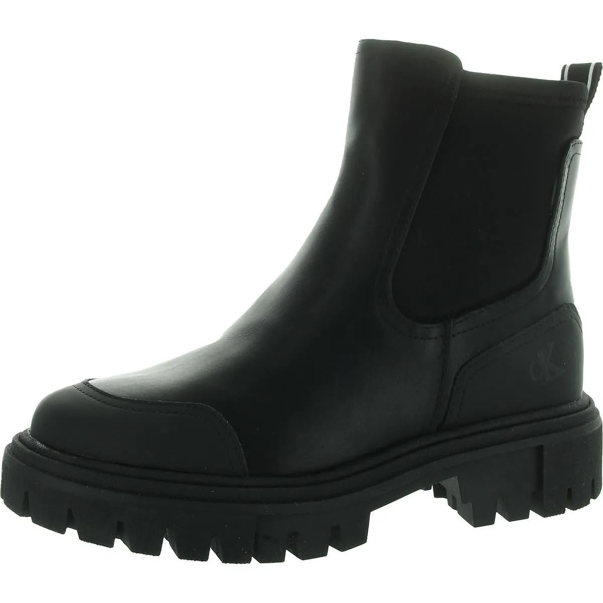REMOLA Womens Lugged Sole Faux Leather Ankle Boots