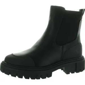 REMOLA Womens Lugged Sole Faux Leather Ankle Boots