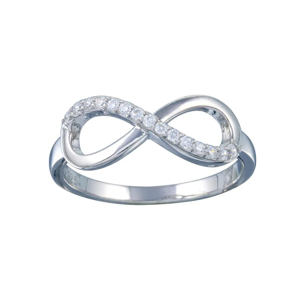 Rhodium Plated 925 Sterling Silver Clear CZ Infinity Ring - STR01127