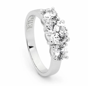 Ring - Triple Round White CZ Claw Set Silver Ring