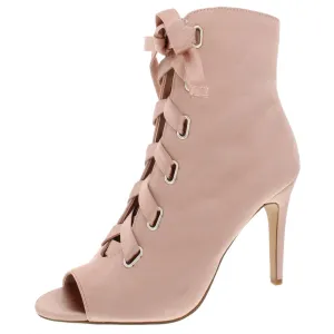 Romeily Womens Satin Peep-Toe Booties