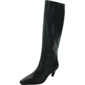 Sameya Womens Zipper Faux Leather Knee-High Boots
