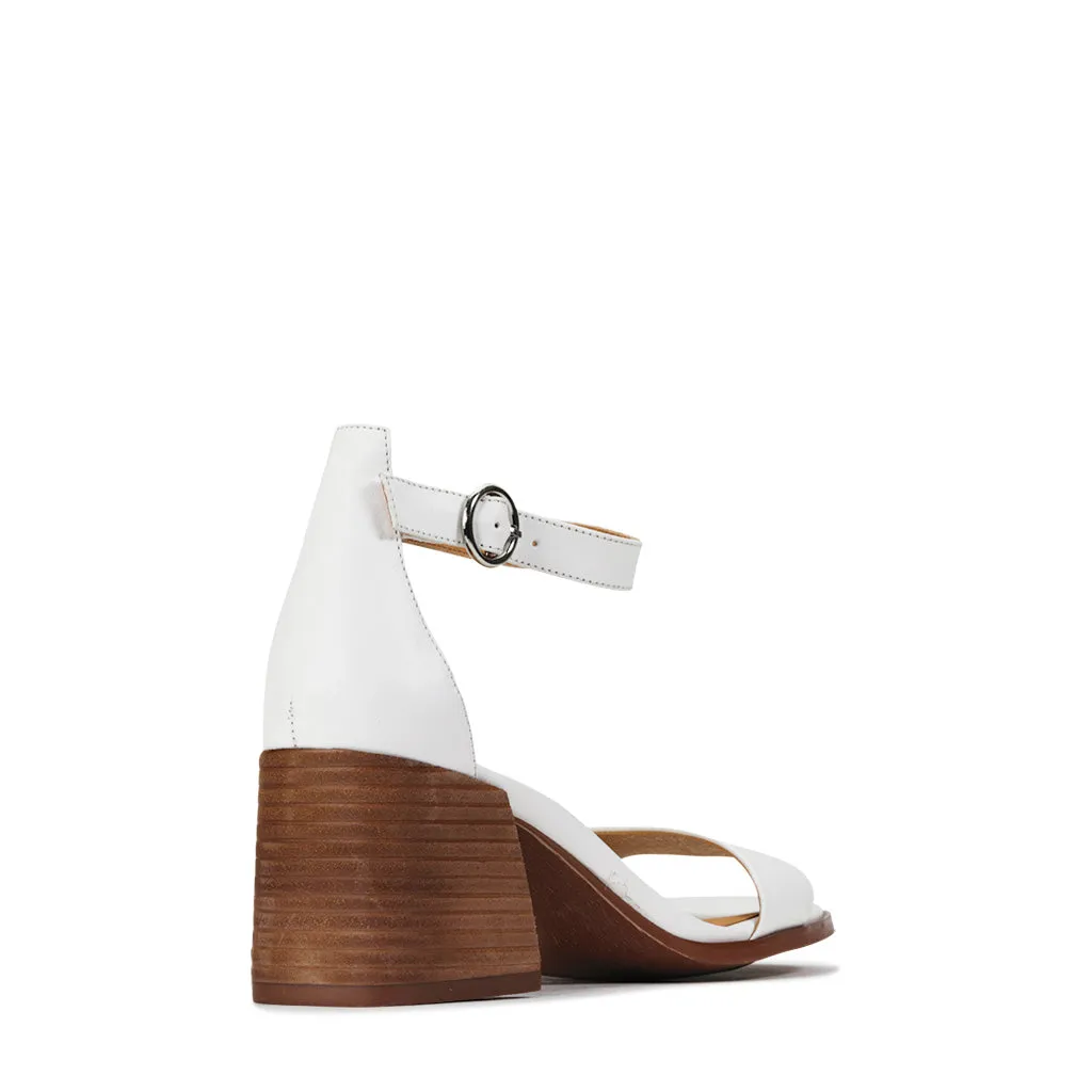 SARTORIS LEATHER ANKLE STRAP HEELED SANDALS