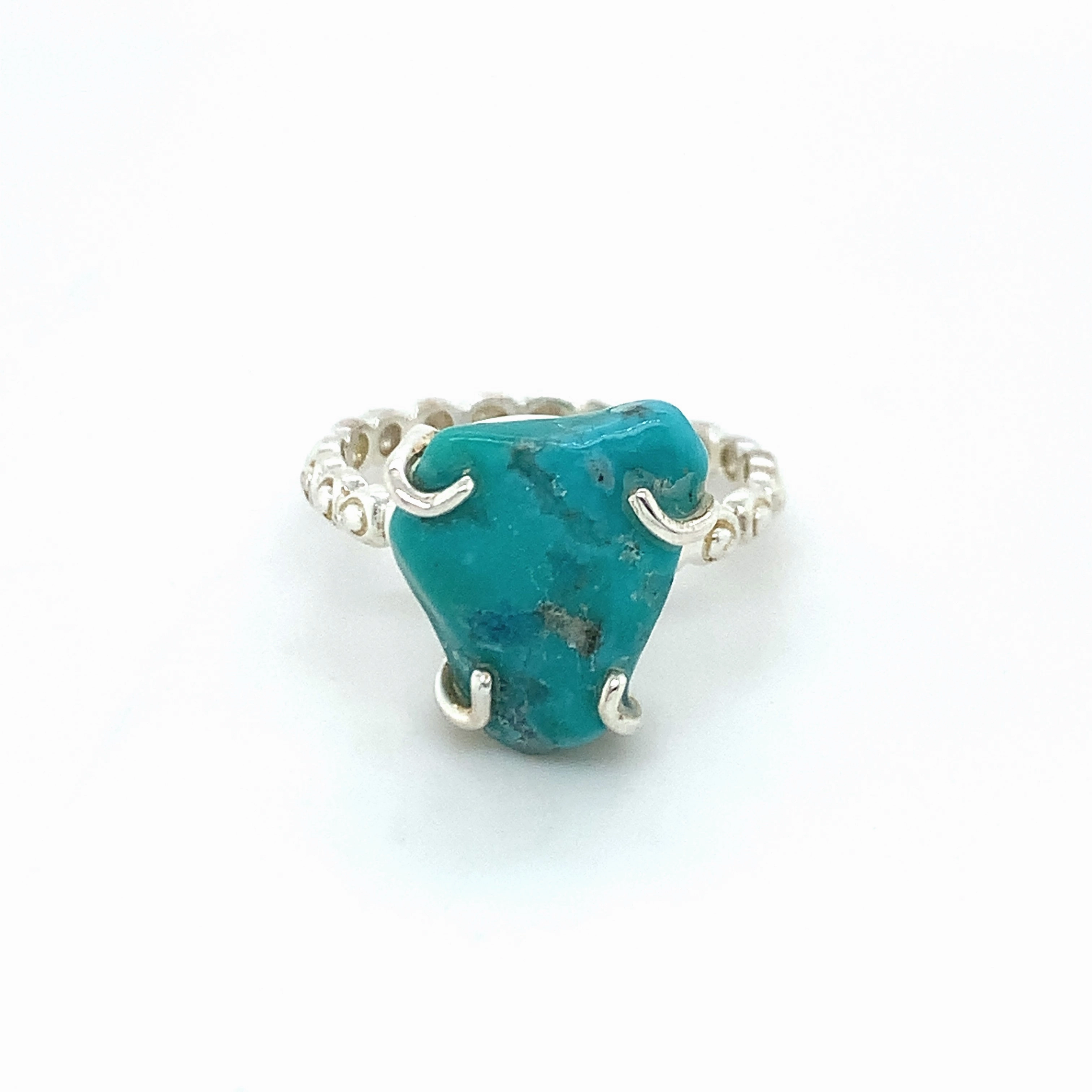 Semi-Precious Turquoise Swirl Textured Silver Ring