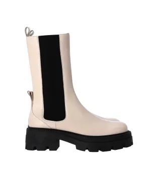 Sergio Rossi Milla Platform Boots in White Leather
