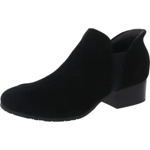 SIDE EZ ON Womens Block Heel Suede Booties