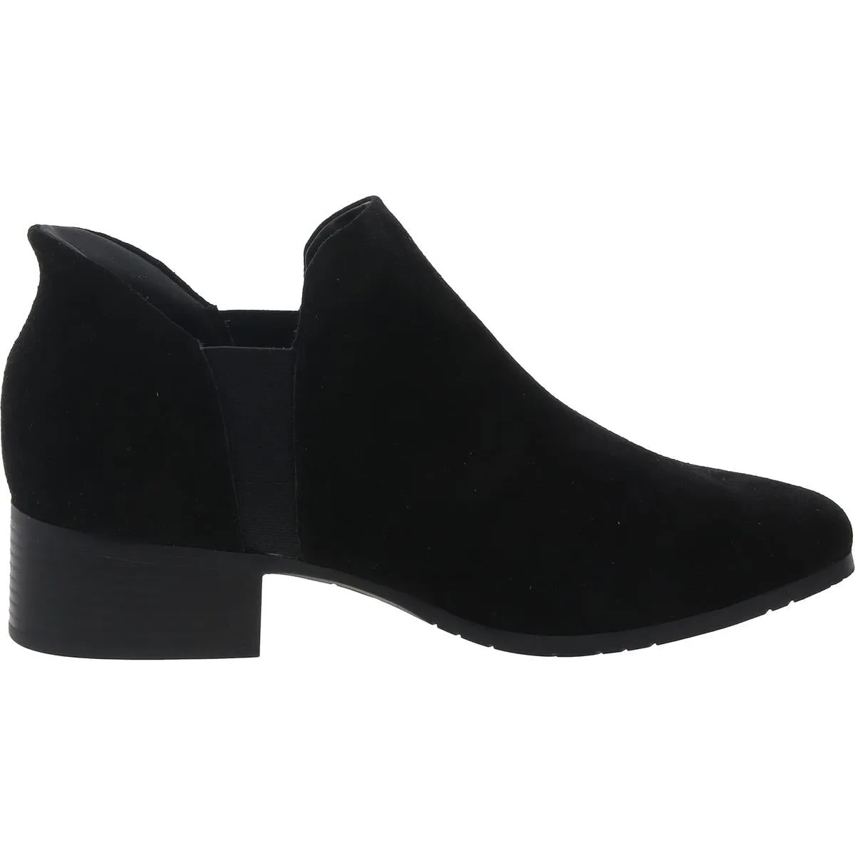 SIDE EZ ON Womens Block Heel Suede Booties