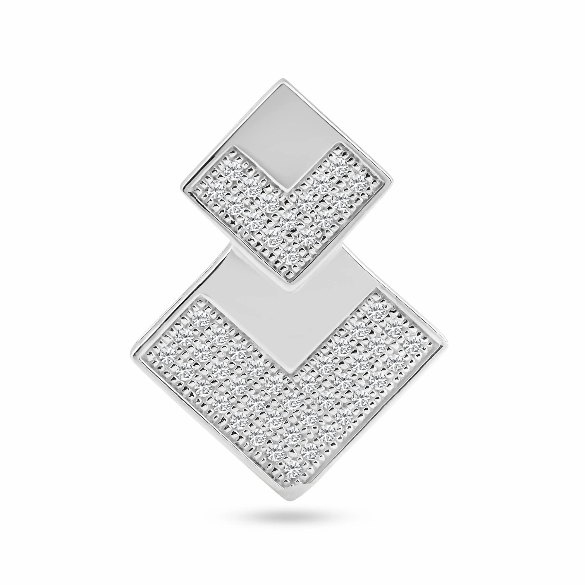 Silver 925 Rhodium Plated Two Graduated Square CZ Inlay Pendant - ACP00042