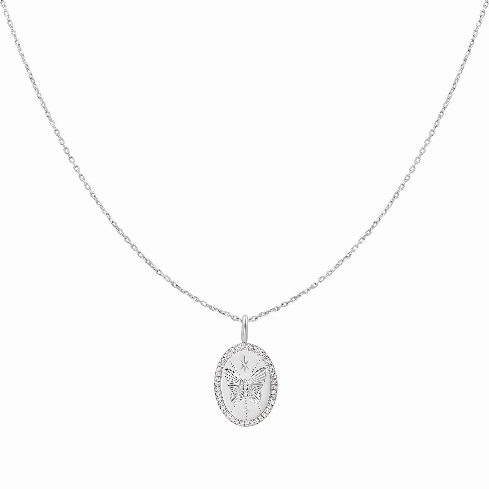 Silver Butterfly Pendant Necklace N064-05H