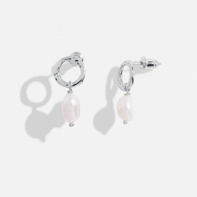 Solaria Baroque Pearl Loop Silver Plated Hoop Earrings 7168