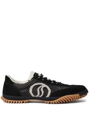 Sporty Black Sneakers With Mesh And Suede Accents