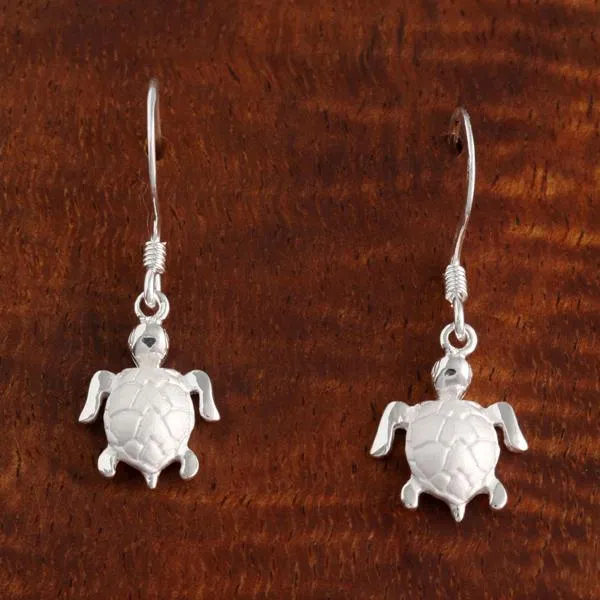 Sterling Silver Honu (Hawaiian Turtle) Hook Earrings (S/M)