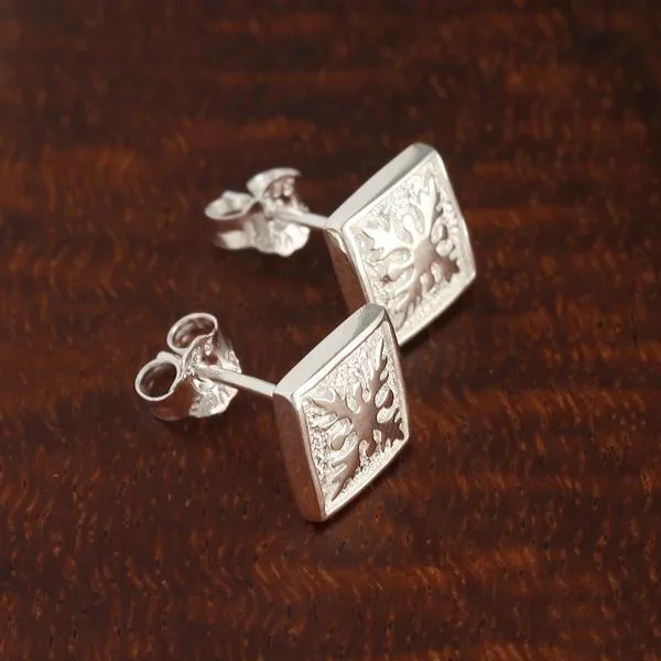 Sterling Silver Quilt Post Earrings 8mm