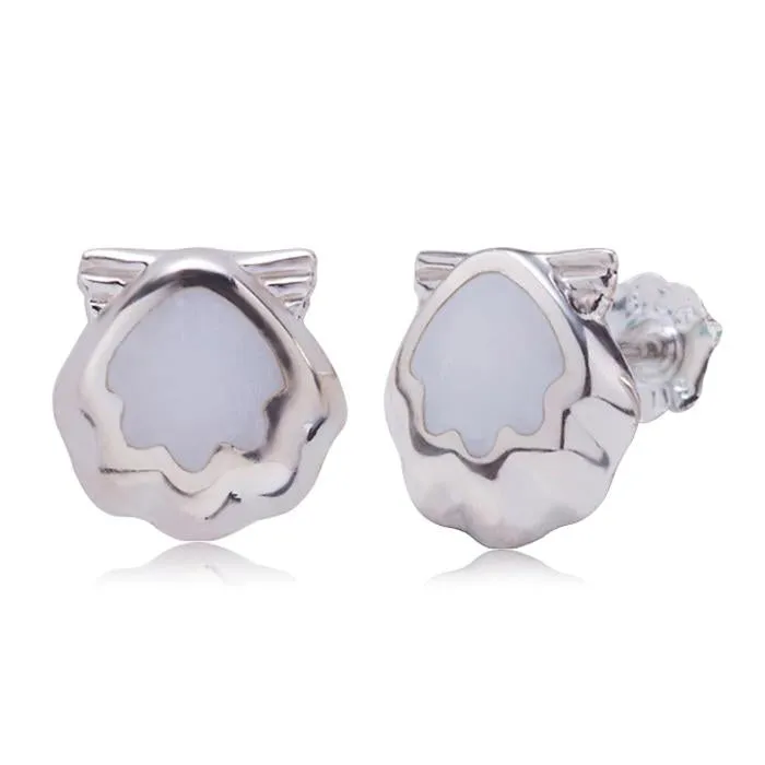 Sterling Silver Sunrise Shell with Mother-of-Pearl Inlay Post Earrings