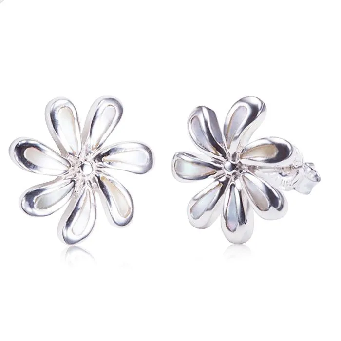 Sterling Silver Tiare with Mother-of-Pearl Inlay Post Earrings