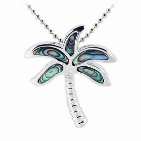 Sterling Silver Abalone Shell Inlaid Palm Tree Pendant (Chain Sold Separately)