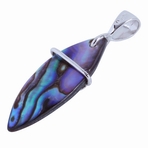 Sterling Silver Abalone Surfboard with Plumeria CZ Pendant (Chain Sold Separately)
