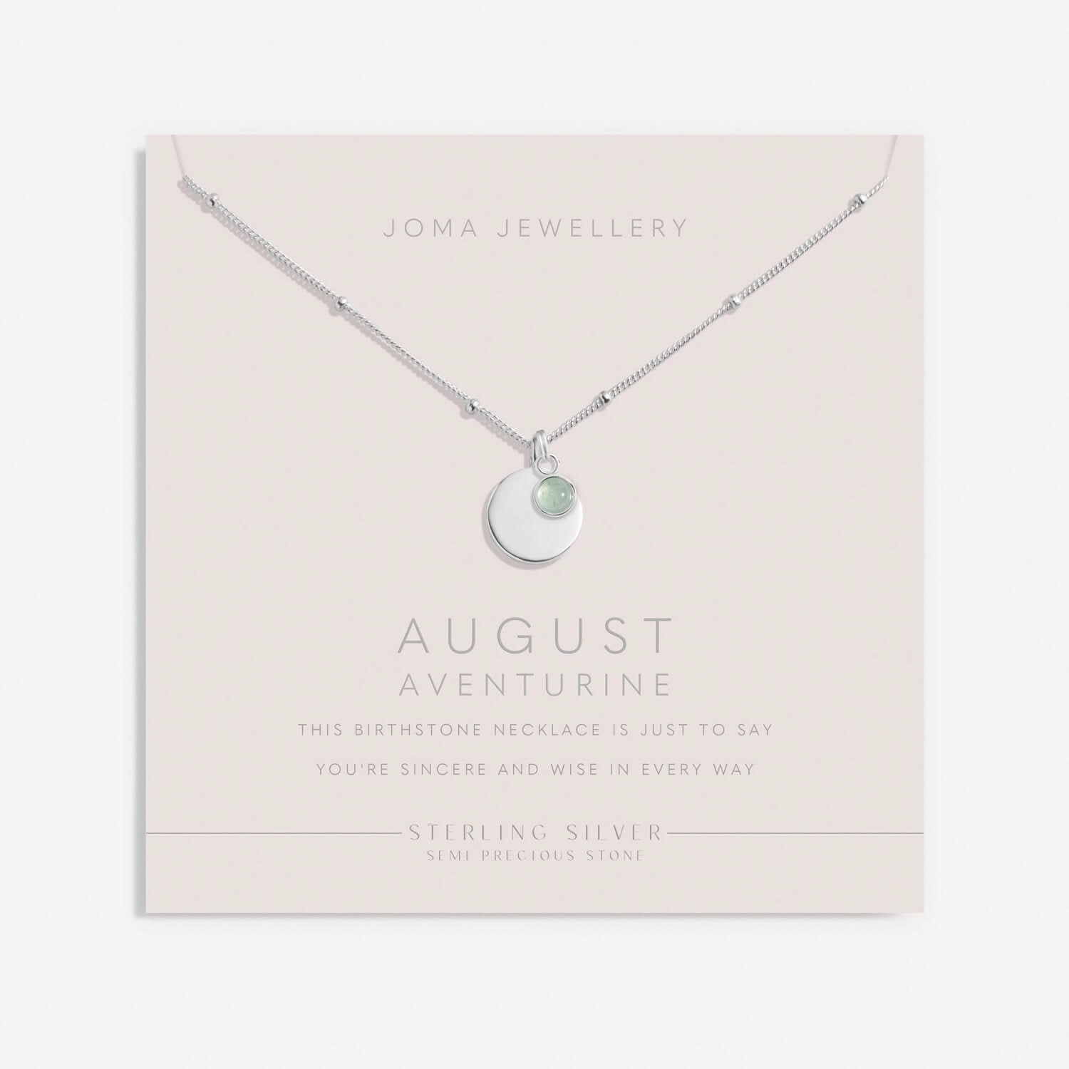 Sterling Silver Birthstone A Little July Necklace JJS0076