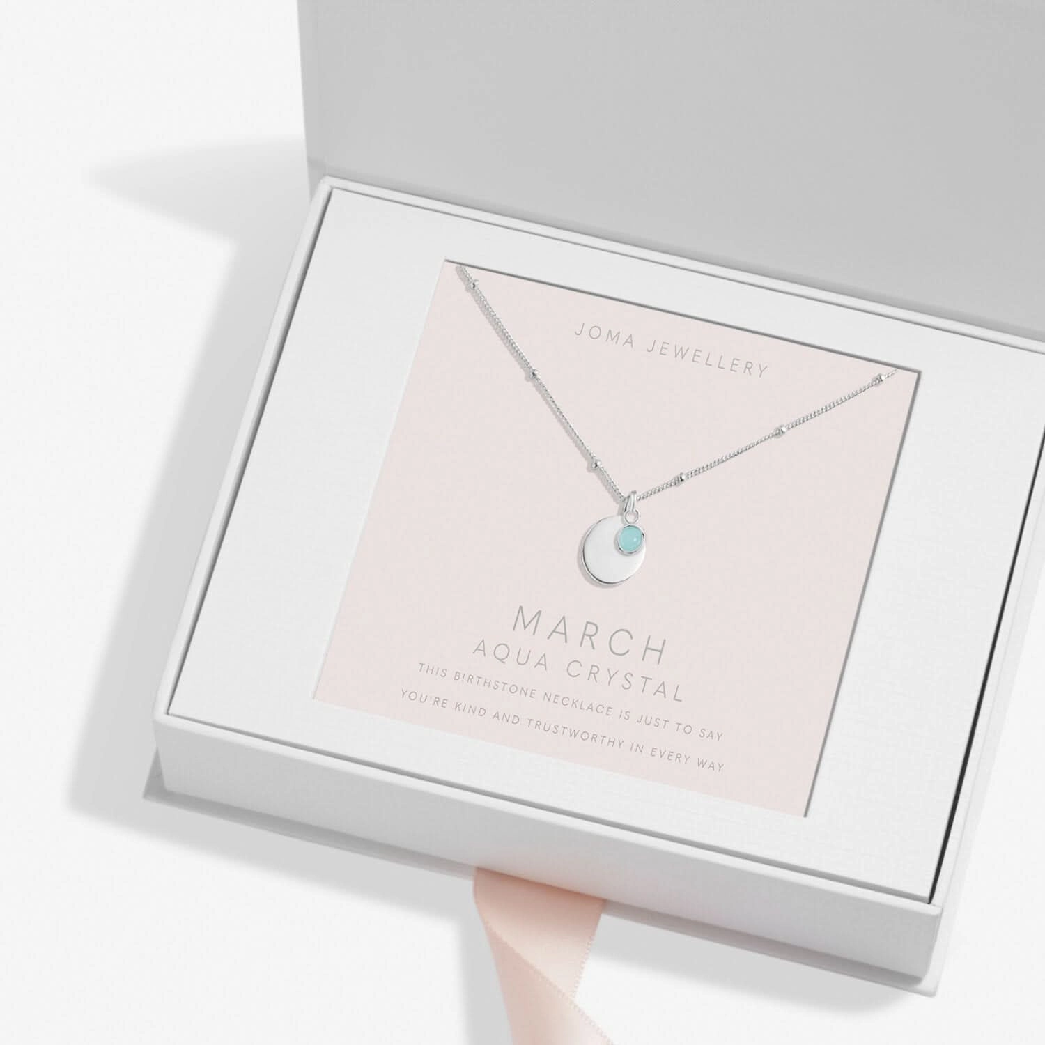 Sterling Silver Birthstone A Little March Necklace JJS0072