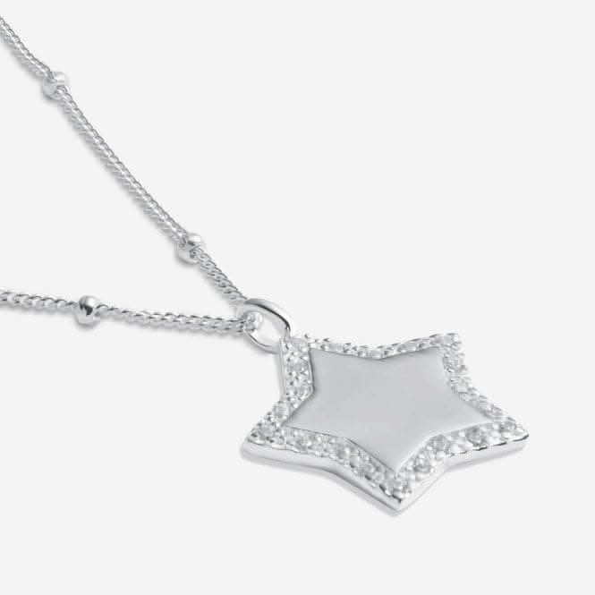 Sterling Silver Congratulations Star Pave 46cm   5cm Necklace JJS0019