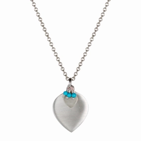 Sterling Silver Double Lotus Petal Pendant with Turquoise Beads
