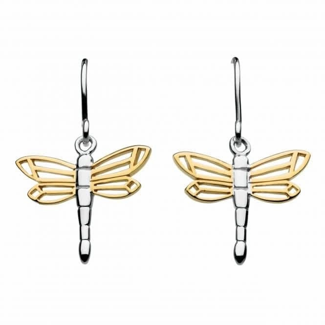 Sterling Silver Dragonfly Gold Plate Drop Earrings 6492GD