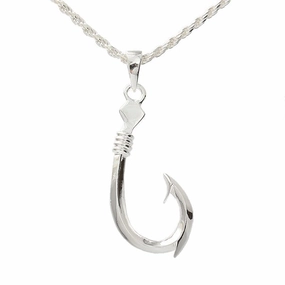 Sterling Silver Fish Hook Pendant (M/L) (Chain Sold Separately)