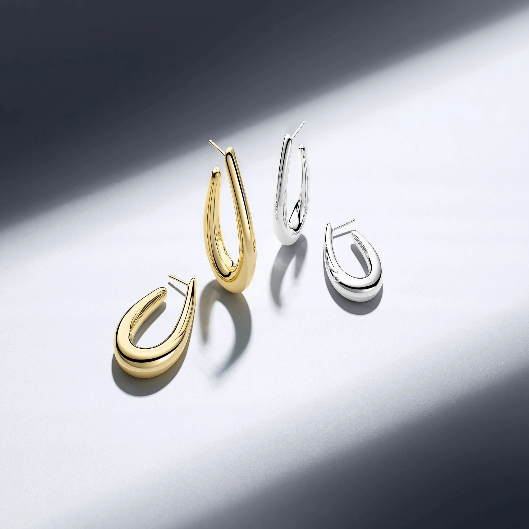 Sterling Silver Goccia Pianura Grande Earrings SJ-E2485