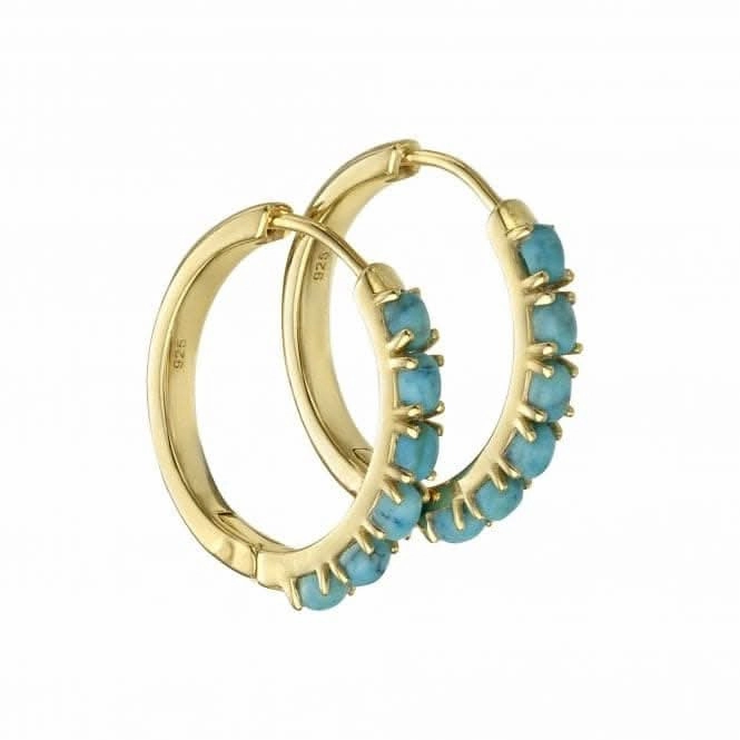 Sterling Silver Gold Plated Magnesite Stones Hoop Earrings E5874T