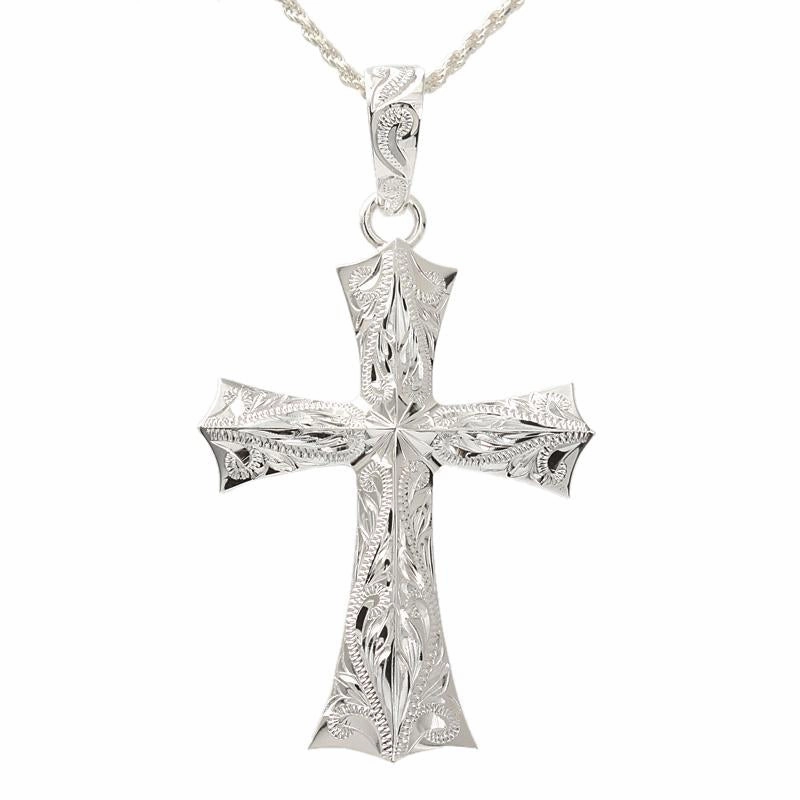 Sterling Silver Hawaiian Scroll Cross Pendant (Large) (Chain Sold Separately)