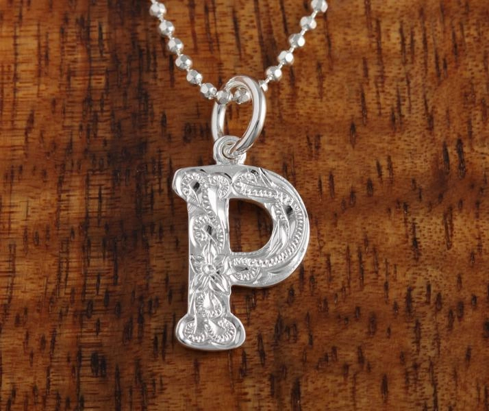 Sterling Silver Hawaiian Scroll Initial Pendant (S) (Chain Sold Separately)