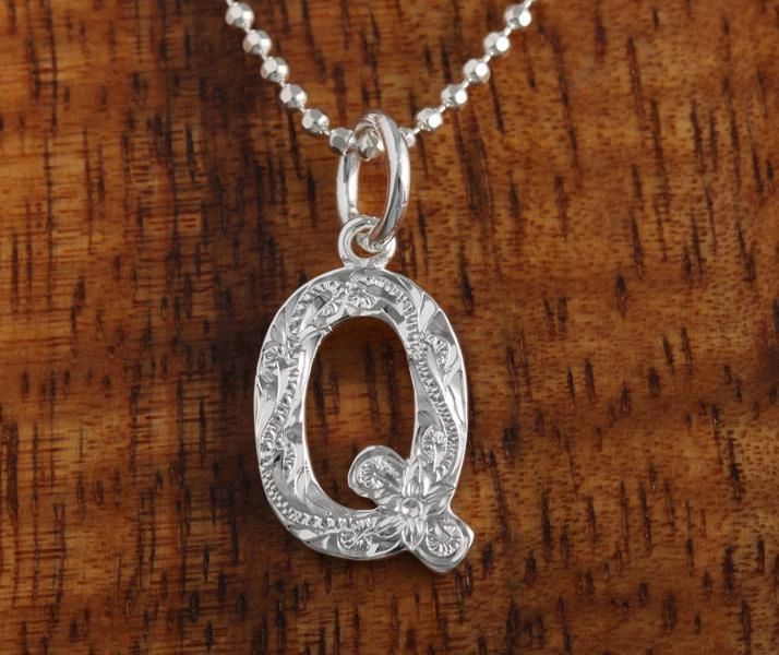 Sterling Silver Hawaiian Scroll Initial Pendant (S) (Chain Sold Separately)