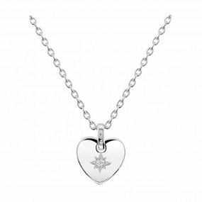 Sterling Silver Heart Cubic Zirconia Star Pendant 9090CZ