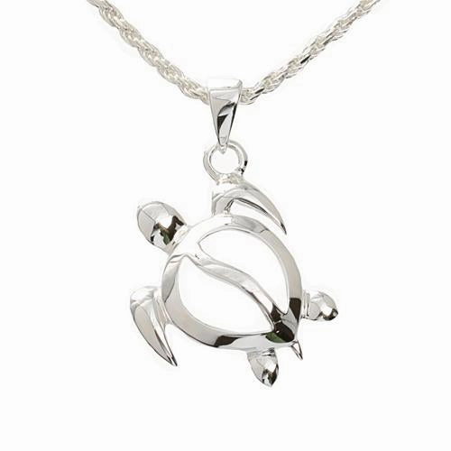 Sterling Silver Left Side Honu (Hawaiian Turtle) Pendant (Chain Sold Separately)