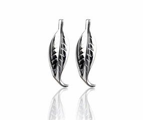 Sterling Silver Maile Leaf Post Earrings