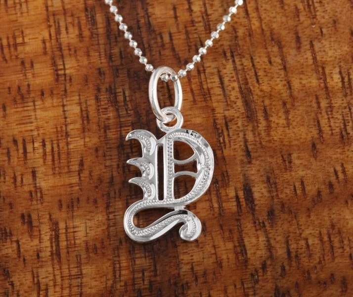 Sterling Silver Old English Initial Pendant (Chain Sold Separately)