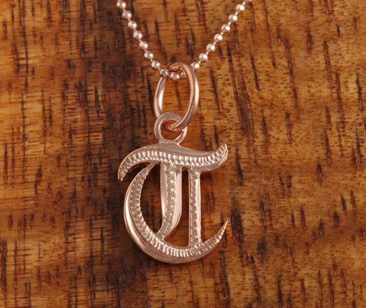 Sterling Silver Pink Gold Plated Old English Initial Pendant (Chain Sold Separately)