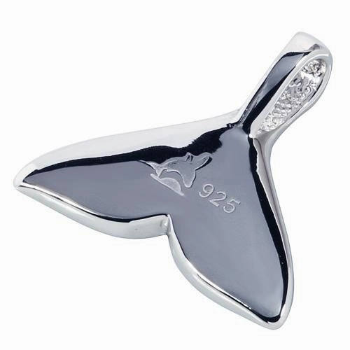 Sterling Silver Whale Tail with Abalone Inlaid Pendant (Chain Sold Separately)