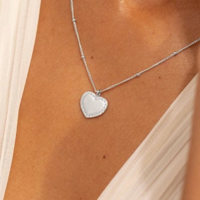 Sterling Silver Wonderful Mum Heart Pave 46cm   5cm Necklace JJS0015
