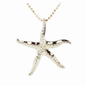Sterling Silver Yellow Gold Plated Starfish Pendant (Chain Sold Separately)