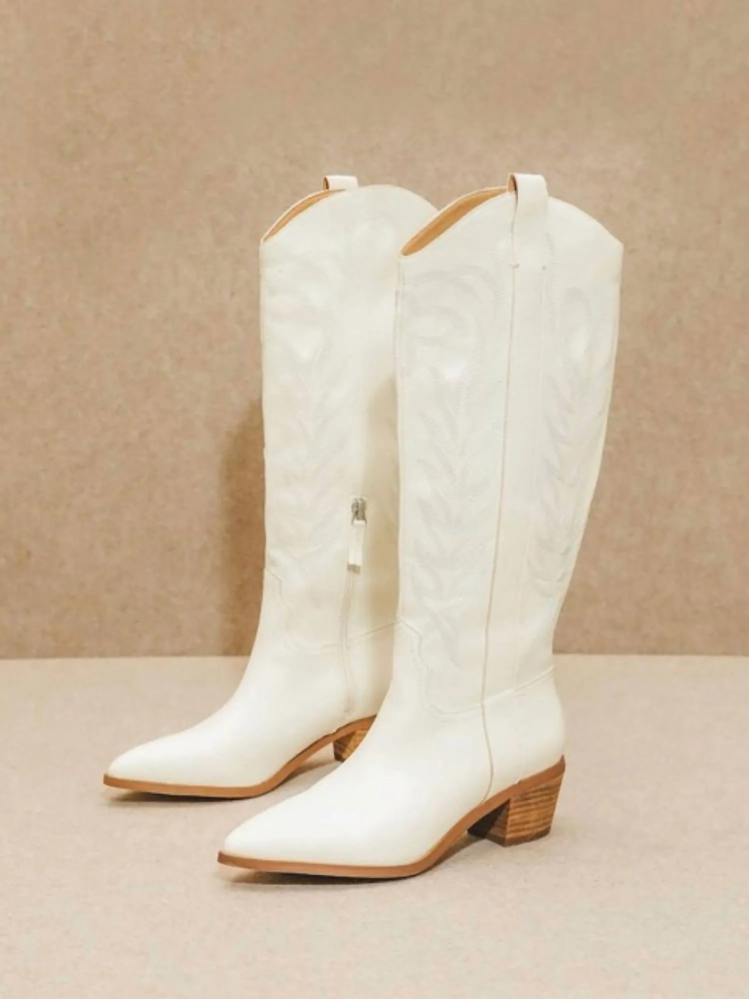 Stitched Cowgirl Boots In White