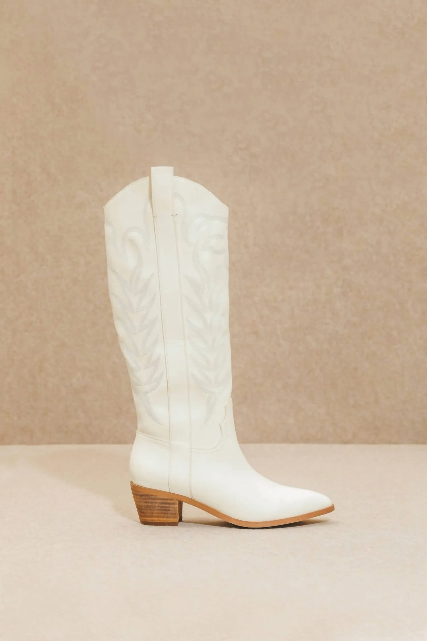 Stitched Cowgirl Boots In White