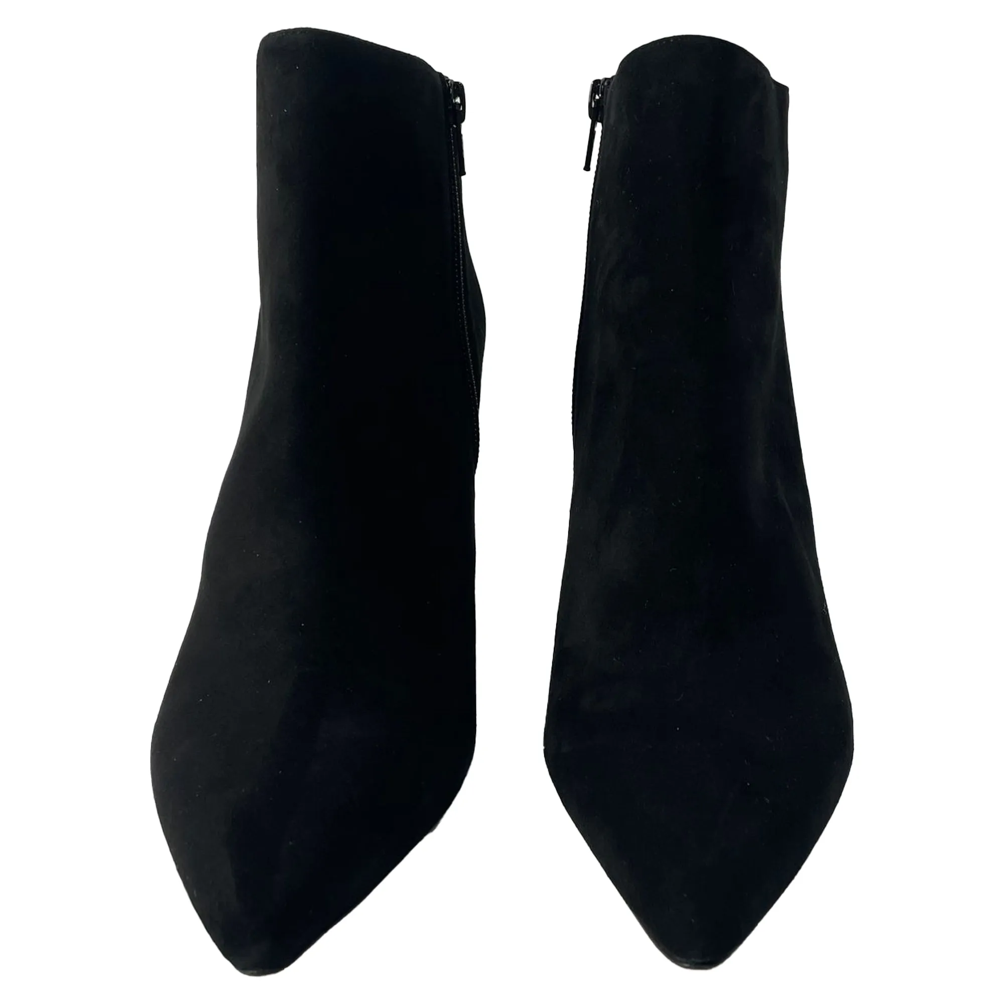 Stuart Weitzman Pointed Block-Heeled Ankle Boots in Black Suede