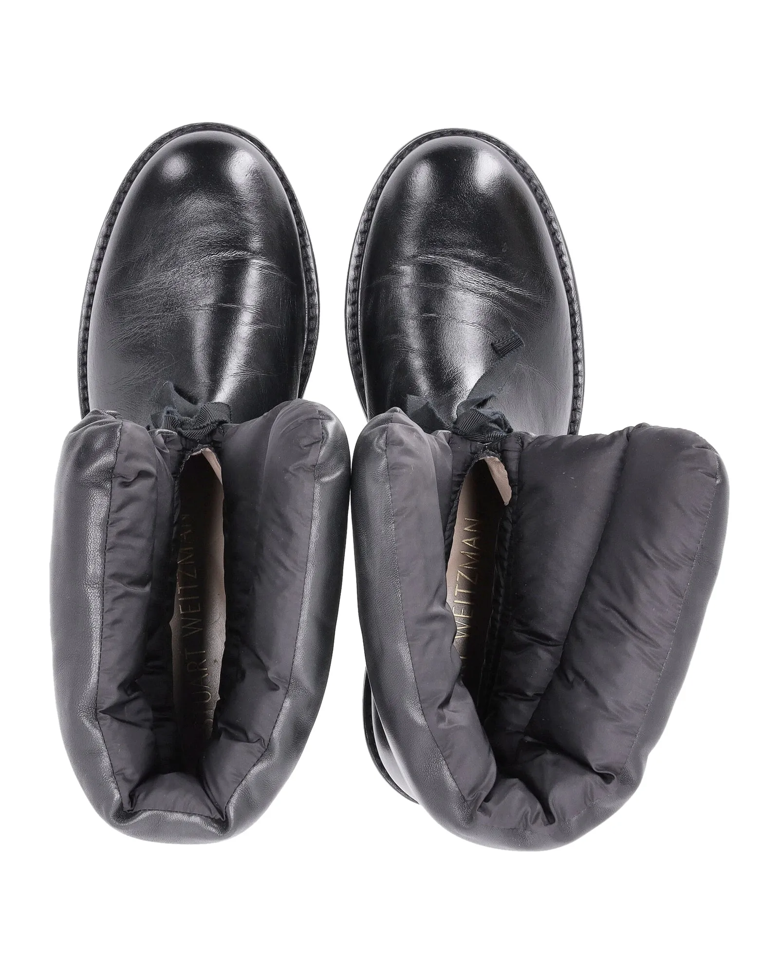 Stuart Weitzman Tyler Quilted Ankle Boots in Black Leather