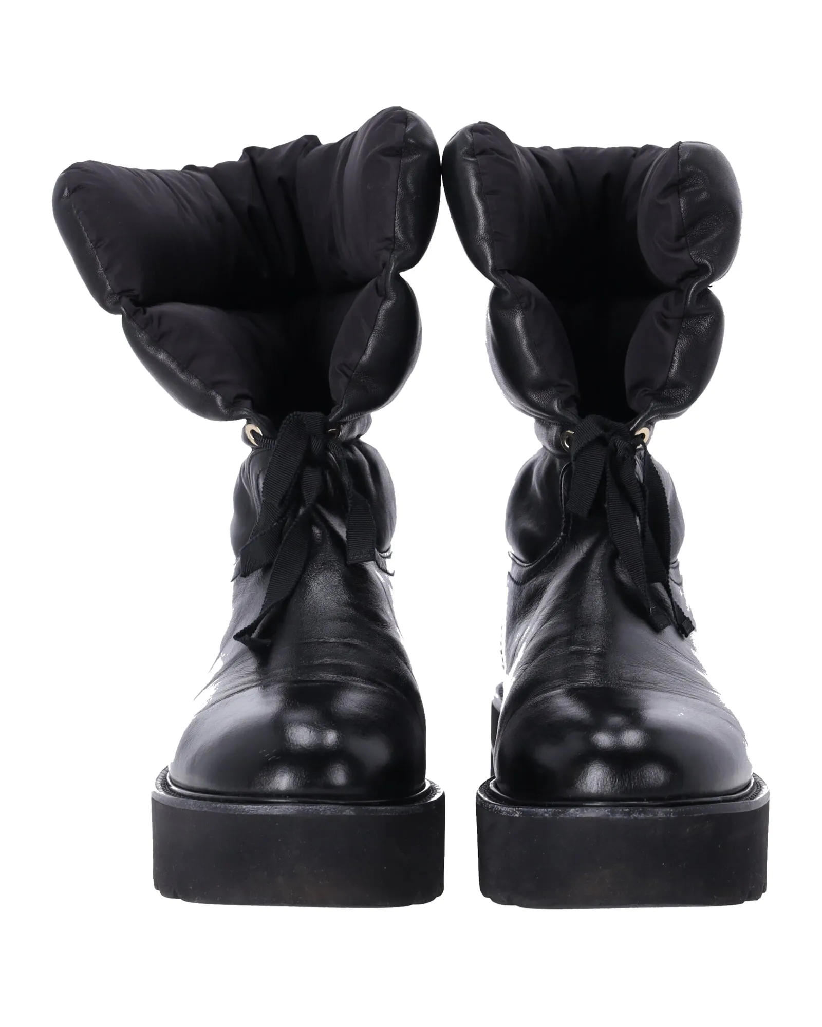 Stuart Weitzman Tyler Quilted Ankle Boots in Black Leather